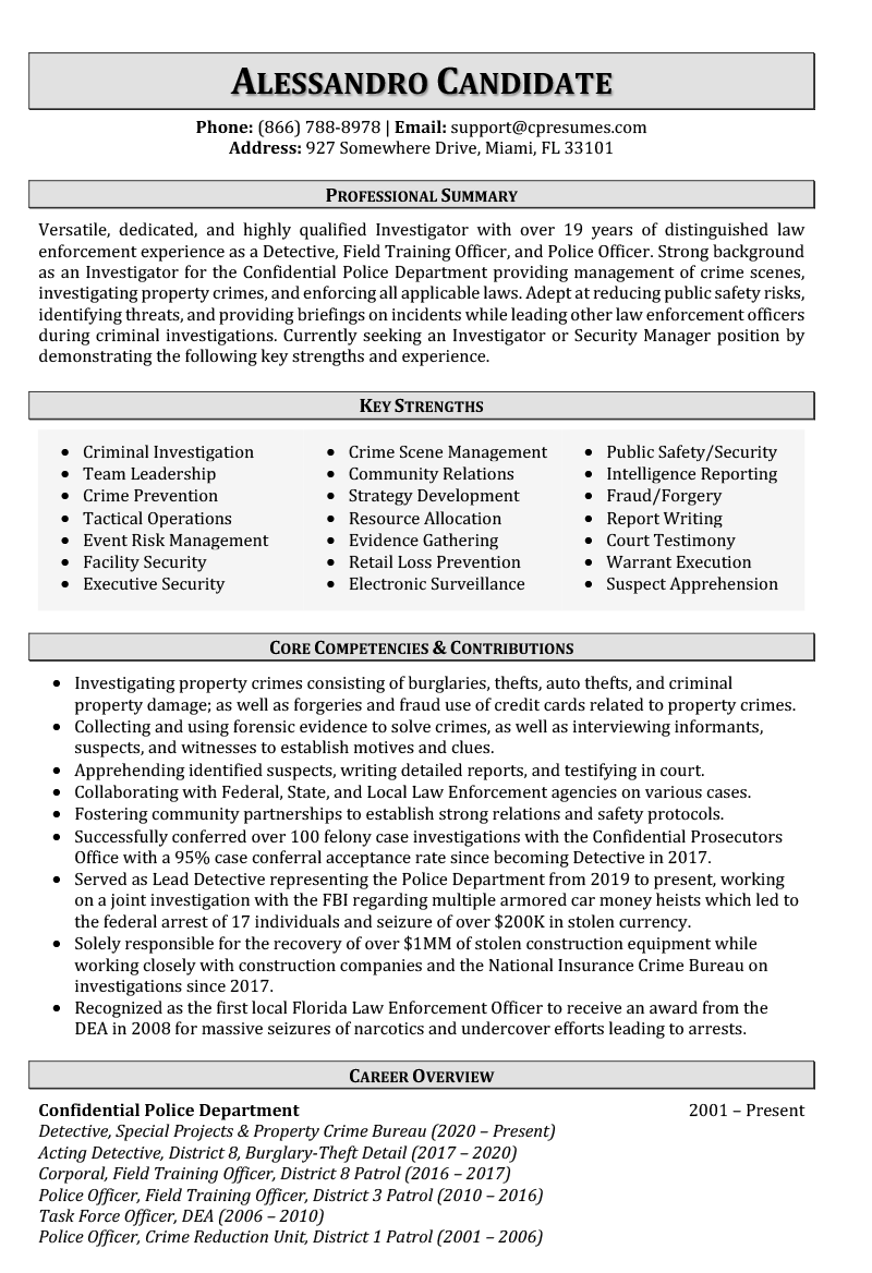 Police Sergeant Resume Templates